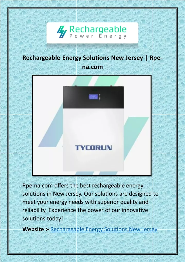 rechargeable energy solutions new jersey