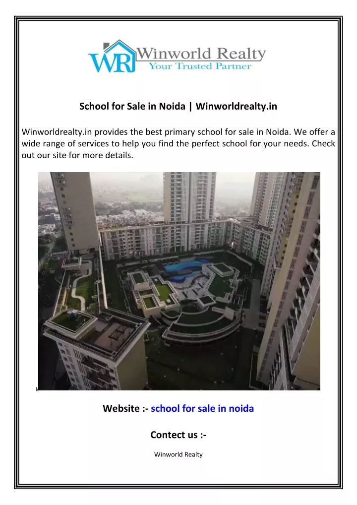 school for sale in noida winworldrealty in