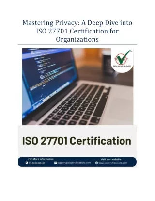 Mastering Privacy: A Deep Dive into ISO 27701 Certification for Organizations
