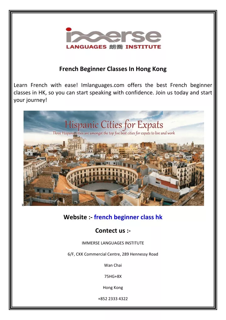 french beginner classes in hong kong