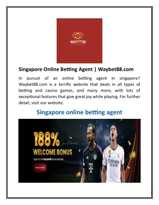 Singapore Online Betting Agent | Waybet88.com