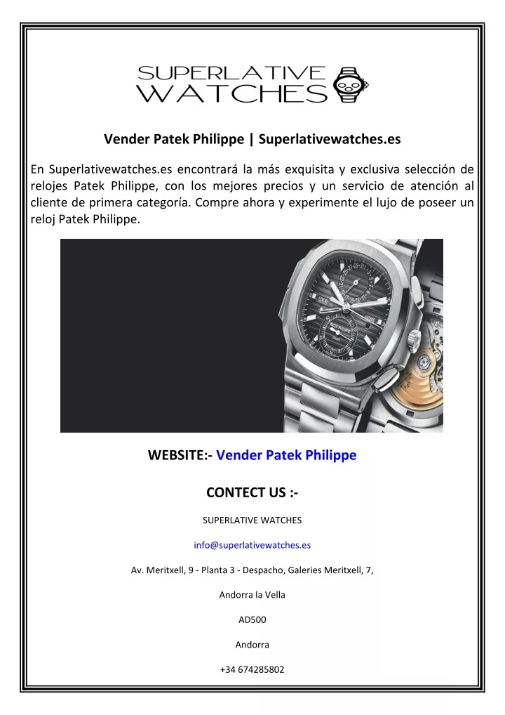 vender patek philippe superlativewatches es