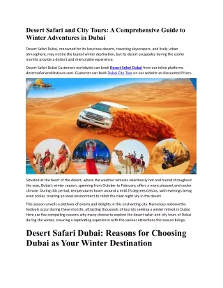 Desert Safari and City Tours A Comprehensive Guide to Winter Adventures in Dubai