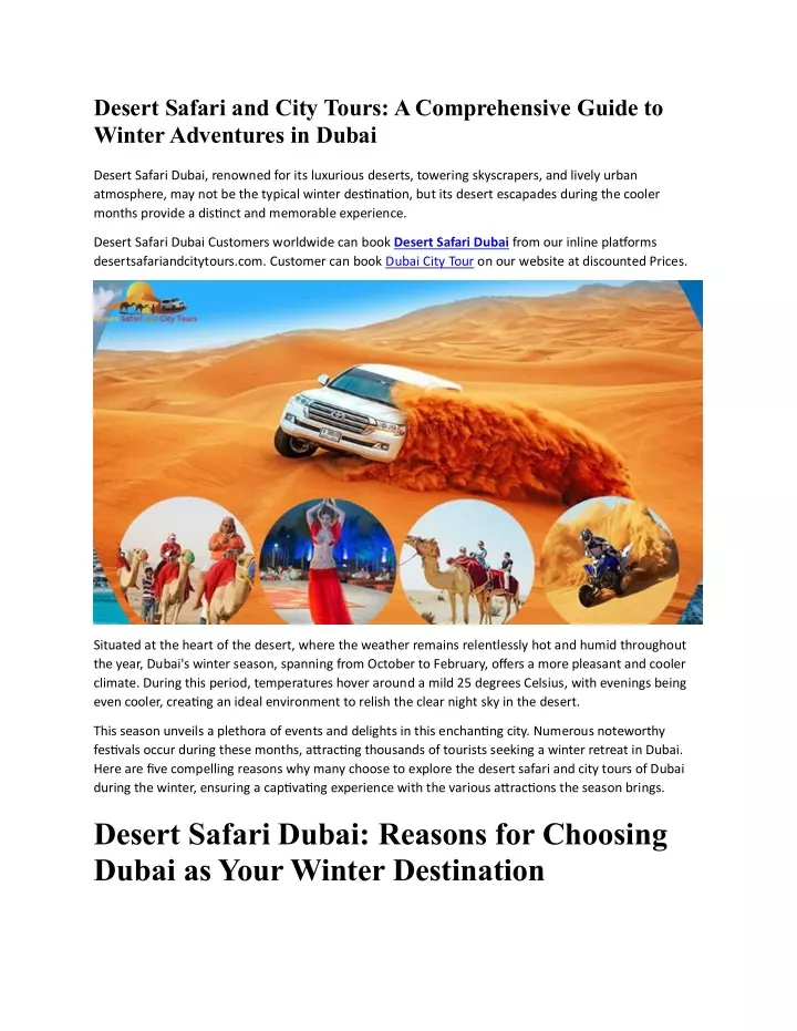 desert safari and city tours a comprehensive