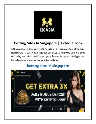 Betting Sites In Singapore | 126asia.com