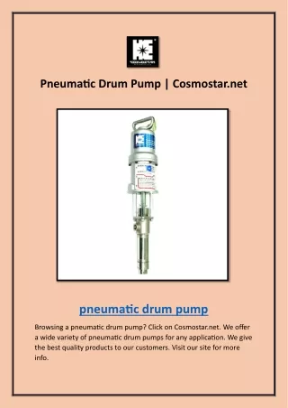pneumatic drum pump cosmostar net