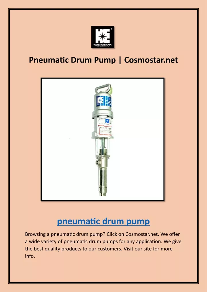 pneumatic drum pump cosmostar net