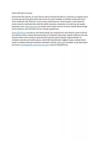 ankara seo ajans tavsiyesi