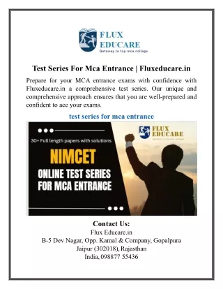 Test Series For Mca Entrance | Fluxeducare.in