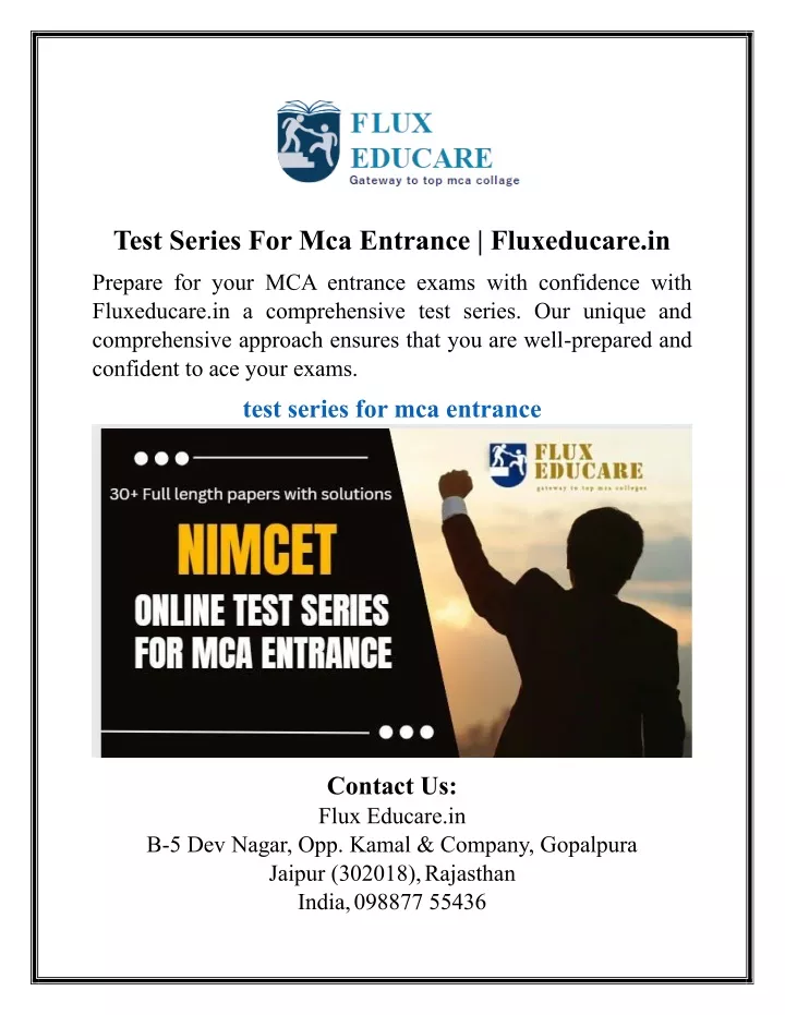 test series for mca entrance fluxeducare in
