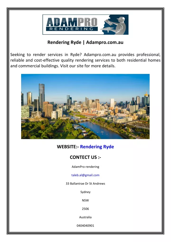 rendering ryde adampro com au