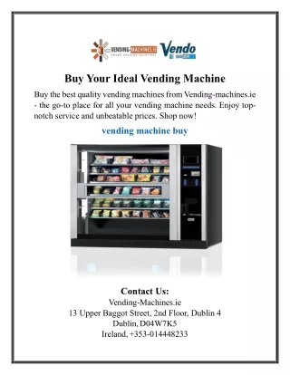 Buy Your Ideal Vending Machine