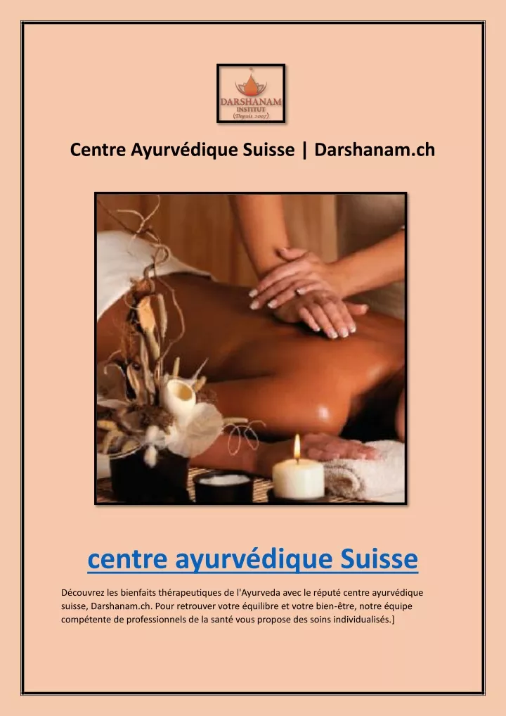 centre ayurv dique suisse darshanam ch