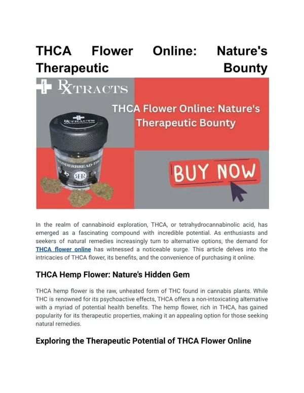 THCA Flower Online_ Nature's Therapeutic Bounty