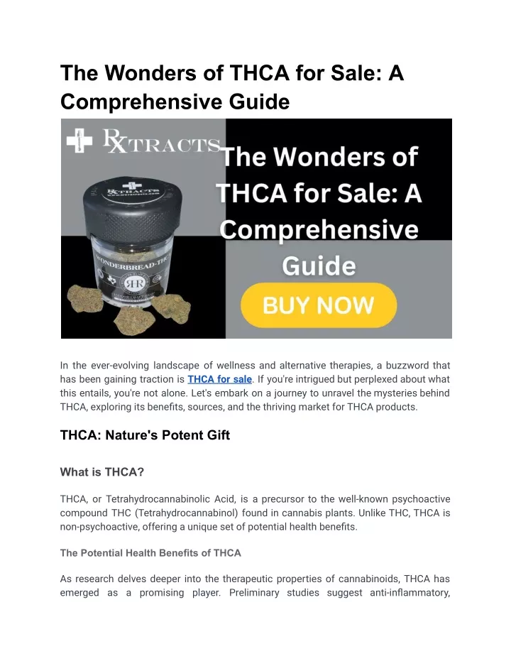 the wonders of thca for sale a comprehensive guide