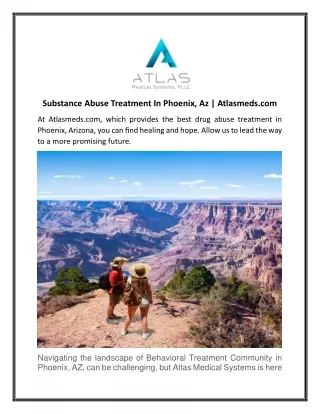 Substance Abuse Treatment In Phoenix, Az  Atlasmeds.com
