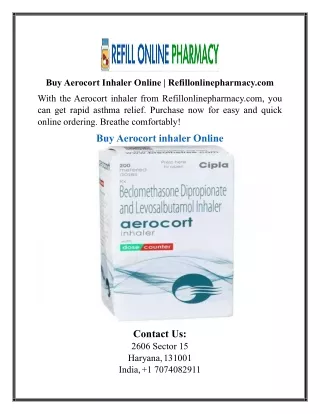 Buy Aerocort Inhaler Online | Refillonlinepharmacy.com