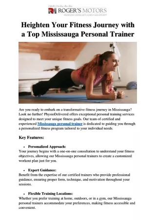 Heighten Your Fitness Journey with a Top Mississauga Personal Trainer
