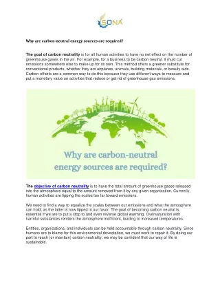 Why are carbon-neutral energy sources are required