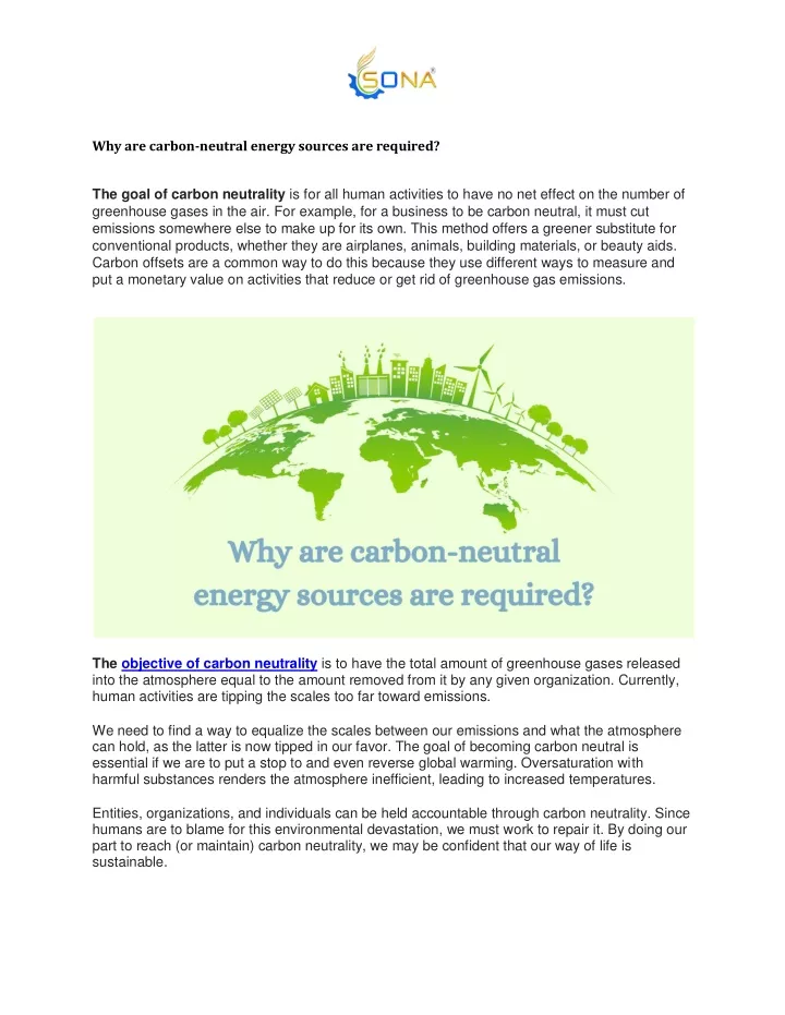 why are carbon neutral energy sources are required