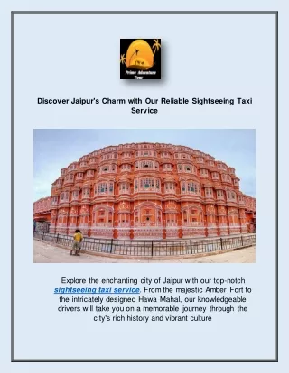 Discover Jaipur's Charm with Our Reliable Sightseeing Taxi Service