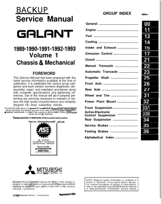 1991 Mitsubishi Galant Service Repair Manual
