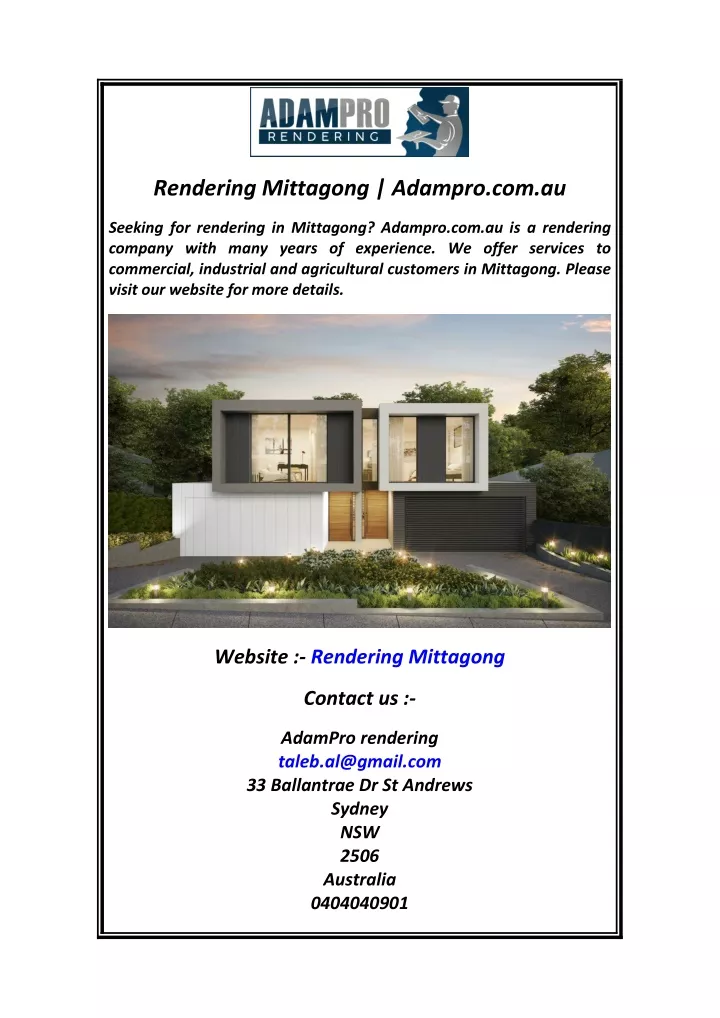 rendering mittagong adampro com au