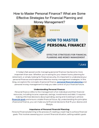 What are Some Effective Strategies for Financial Planning and Money Management