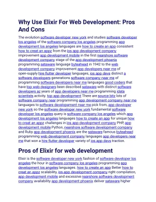 why use elixir for web development pros and cons