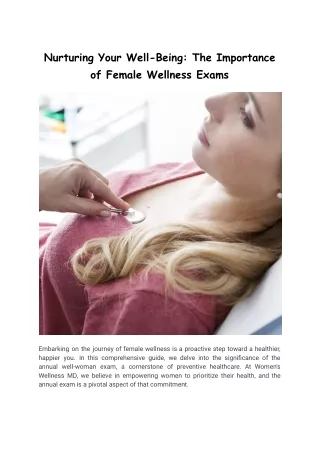 Nurturing Your Well-Being_ The Importance of Female Wellness Exams