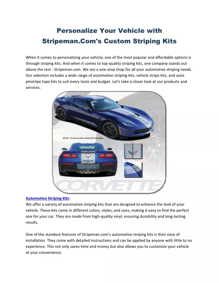 personalize your vehicle with stripeman