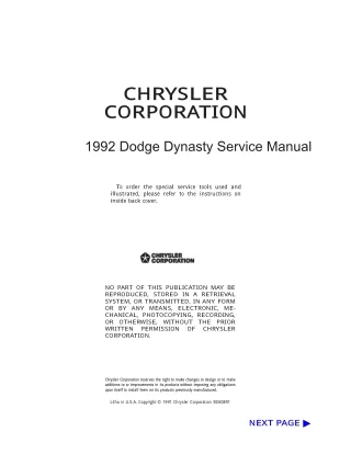1992 Dodge Dynasty Service Repair Manual
