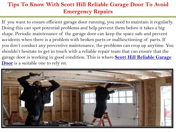 tips to know with scott hill reliable garage door