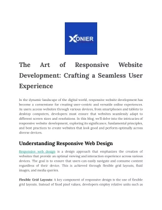 The Art of Responsive Website Development: Crafting a Seamless User Experience