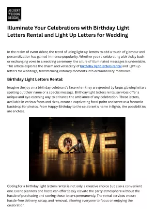 Illuminate Your Celebrations with Birthday Light Letters Rental and Light Up Let