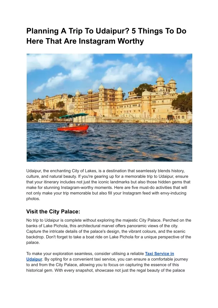 planning a trip to udaipur 5 things to do here