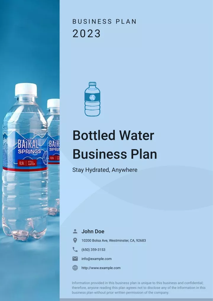 bottled water supplier business plan