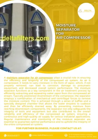 Moisture Separator For Air Compressor