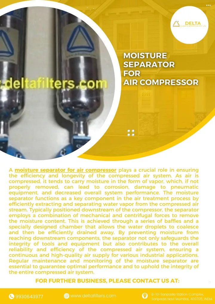 a moisture separator for air compressor plays