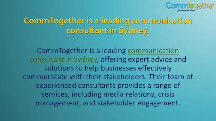 commtogether is a leading communication consultant in sydney