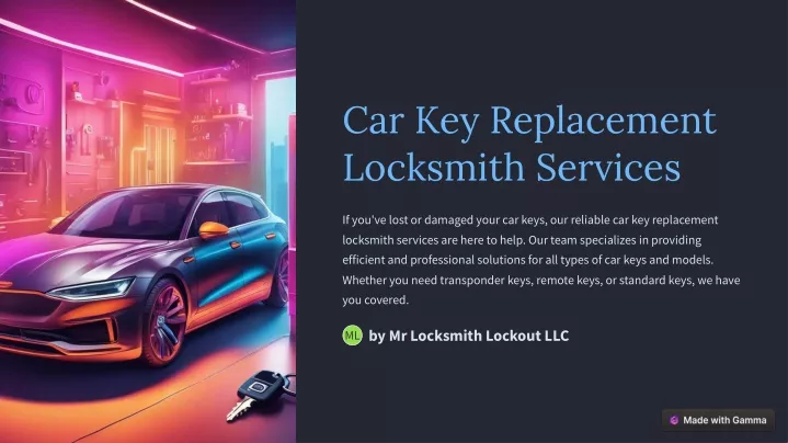 car key replacement locksmith services