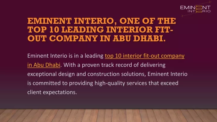 eminent interio one of the top 10 leading interior fit out company in abu dhabi