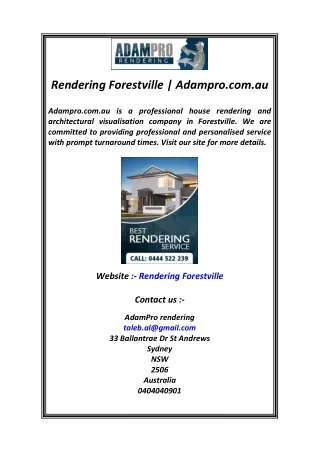 rendering forestville adampro com au