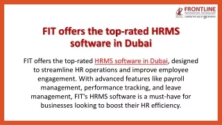 FIT – Frontline Information Technology-Best Erp In UAE