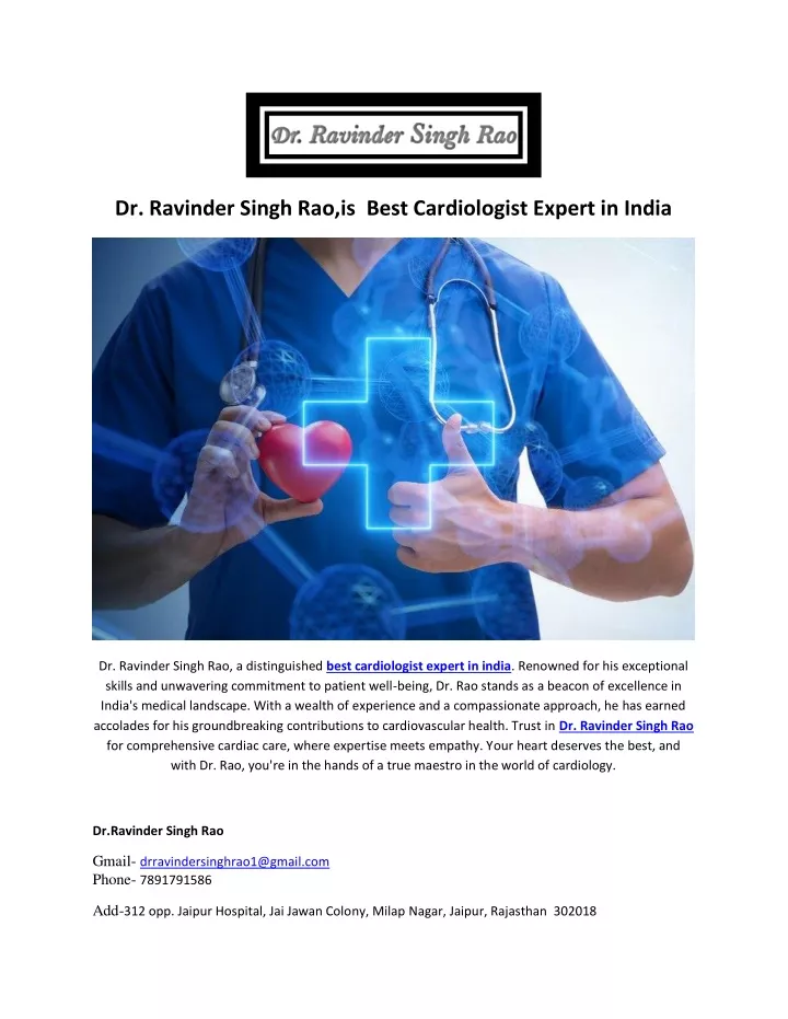 dr ravinder singh rao is best cardiologist expert