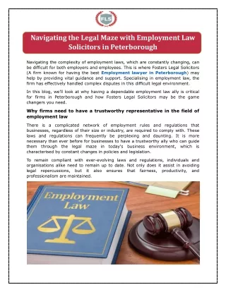 Navigating the Legal Maze with Employment Law Solicitors in Peterborough