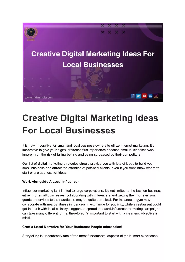 creative digital marketing ideas for local
