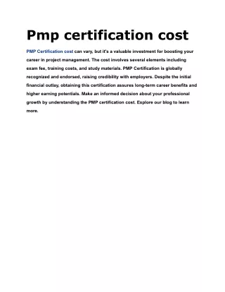 Pmp certification cost