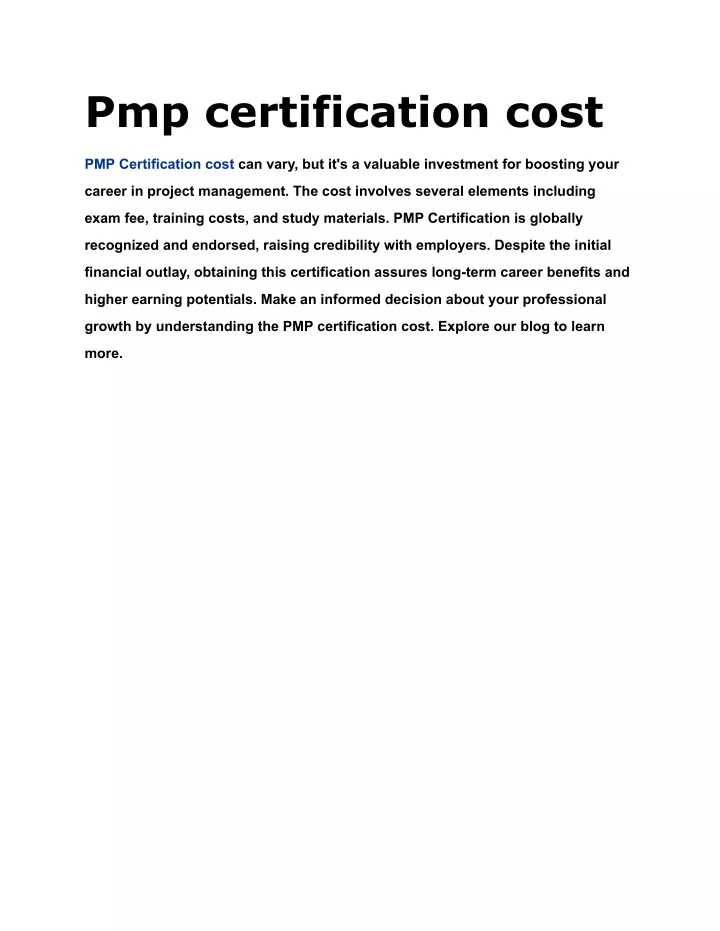 pmp certification cost