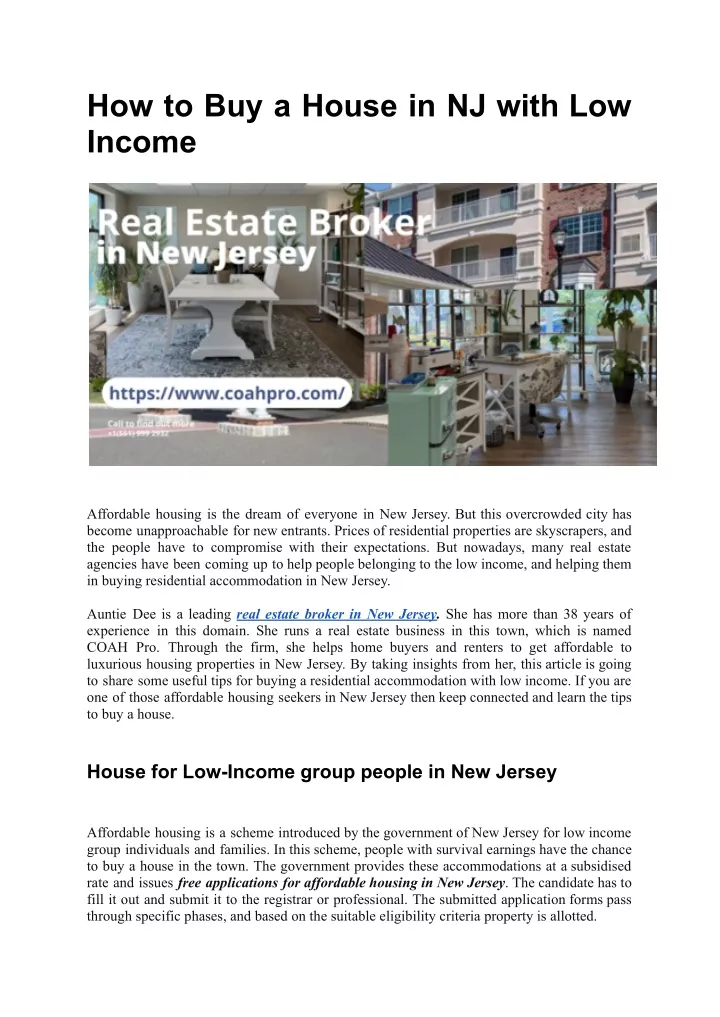 how to buy a house in nj with low income